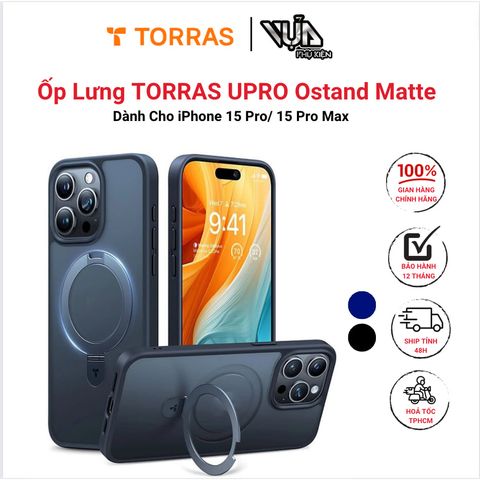  Ốp lưng TORRAS UPRO Ostand Matte cho iPhone 15 Pro/ 15 Pro Max bảo vệ chống trầy xước, chống sốc 