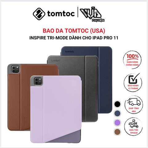  ỐP BAO DA BẢO VỆ TOMTOC (USA) INSPIRE TRI-MODE Dành Cho IPAD PRO 11″ 2021 – 2022 