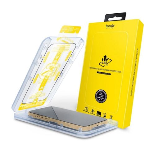  Miếng dán cường lực kèm khung trợ dán HODA trong suốt có viền đen cho iPhone 14/14 Plus/14 Pro/ 14 ProMax 