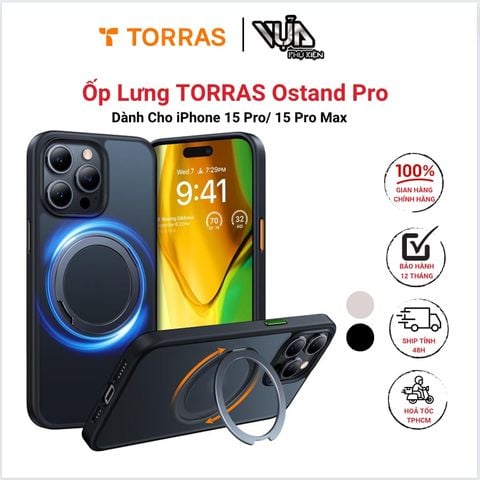  Ốp lưng TORRAS UPRO Ostand Pro cho iPhone 15 Pro/ 15 Pro Max bảo vệ chống trầy xước, chống sốc 