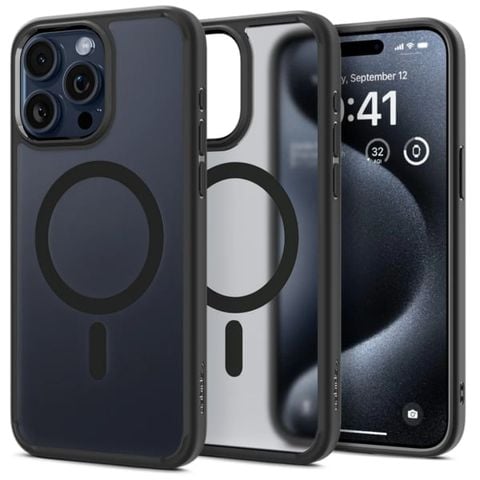  ỐP LƯNG DÀNH CHO IPHONE 15 PRO MAX SPIGEN CRYSTAL HYBRID MAGFIT FROST BLACK 