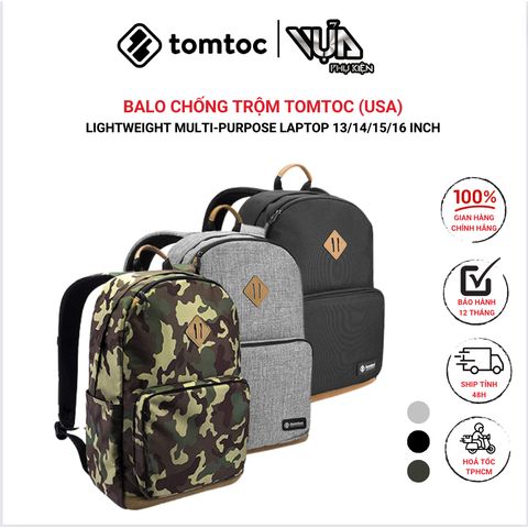  BALO CHỐNG TRỘM TOMTOC (USA) LIGHTWWEIGHT CAMPING Dành Cho ULTRABOOK 13/14/15/16 Inch 