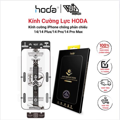  Miếng dán cường lực HODA chống phản chiếu có viền đen cho iPhone 14/14Plus/14 Pro/14 Pro Max 