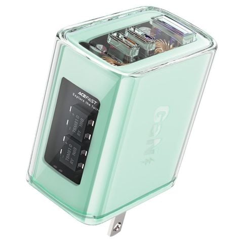 Củ Sạc Nhanh ACEFAST A47 PD65W GaN (2*USB-C+USB-A) (US) Công Nghệ Gan Chất liệu PC Chống Cháy.