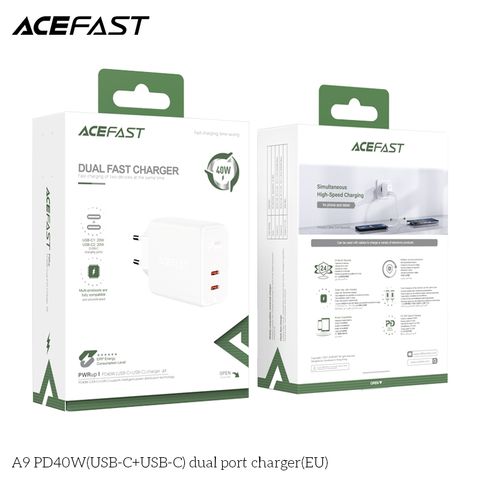  Củ Sạc ACEFAST PD3.0 40W 2 cổng USB-C (EU) - A9 
