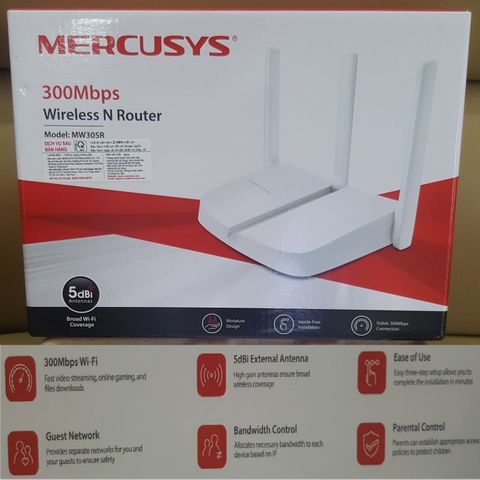 Bộ Phát Wifi Không Dây Mercusys MW305R 300Mbps 3 Dâu - Hàng chính hãng