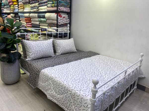  Bedding bộ chăn ga gối đẹp Thẻ trắng + thẻ xám 