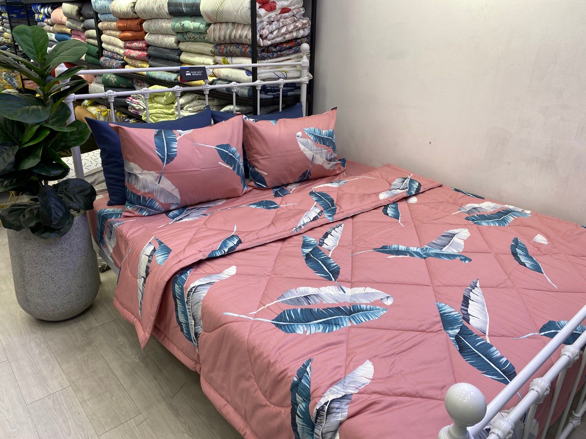  Bedding bộ chăn ga gối đẹp Lá chuối hồng 