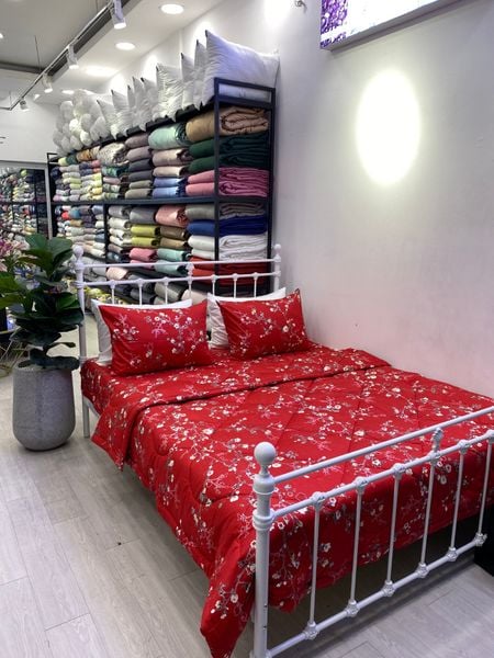  Bedding bộ chăn ga gối đẹp Cành đào đỏ 