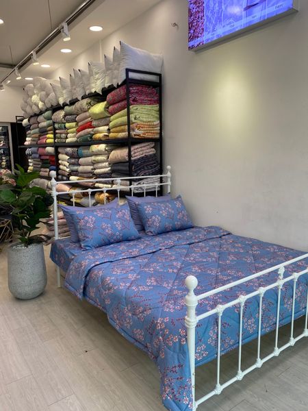  Bedding bộ chăn ga gối đẹp Hoa quỳnh xanh 