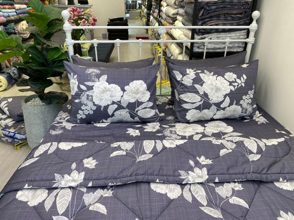  Bedding bộ chăn ga gối đẹp Dâm bụt xám 