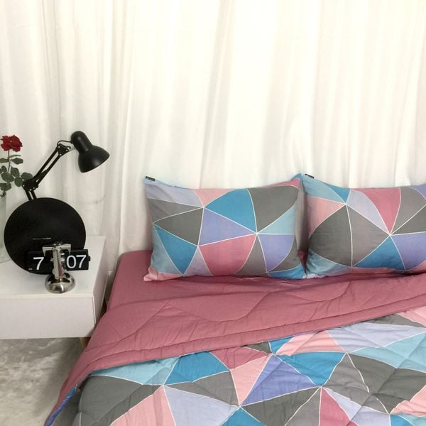  Bedding bộ chăn ga gối cưới Lập thể hồng 