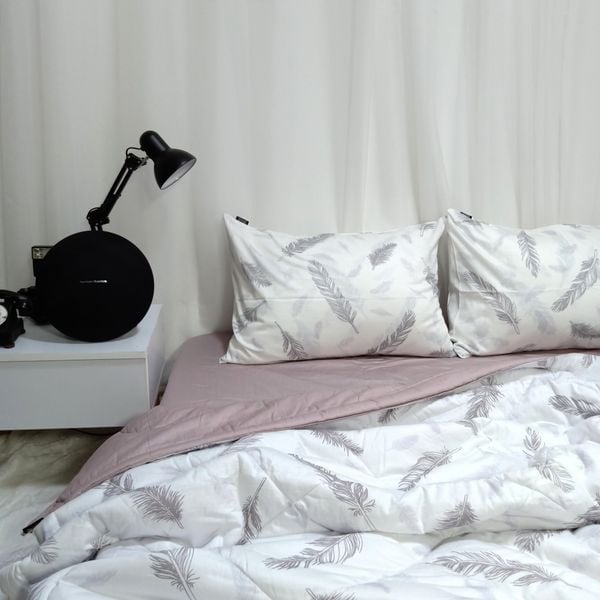  Bedding bộ chăn ga gối đẹp Lông vũ trắng mix màu trơn 