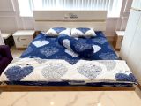  Bedding bộ chăn ga gối cưới Love trắng mix love xanh 