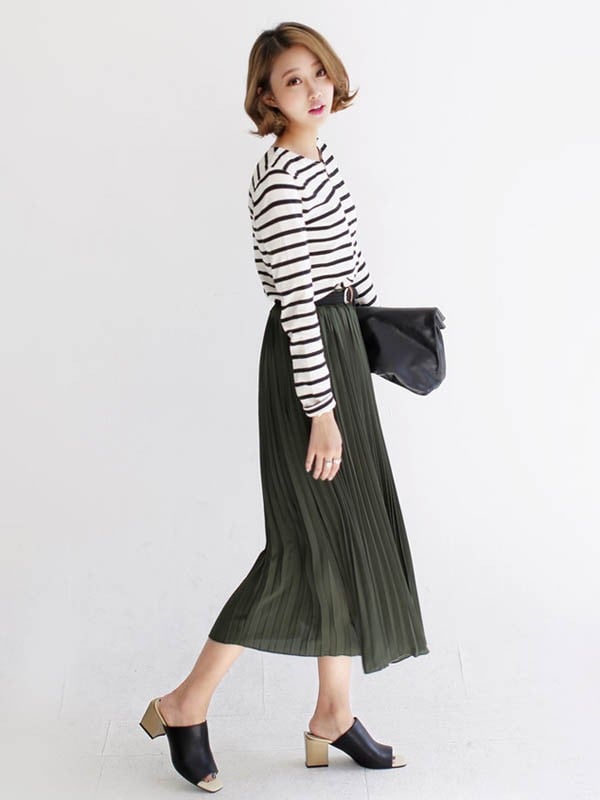 Váy voan màu xanh rêu dáng dài lưng in chữ trắng size XL  Quần áo size lớn   Quần áo ngoại cỡ  Shop size lớn
