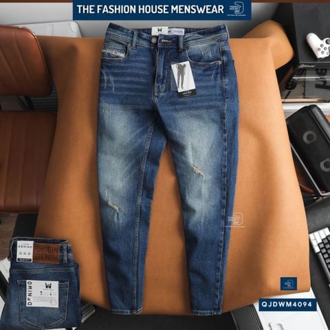  Quần Jean Slim Rách Dark Blue QJDWM4094 