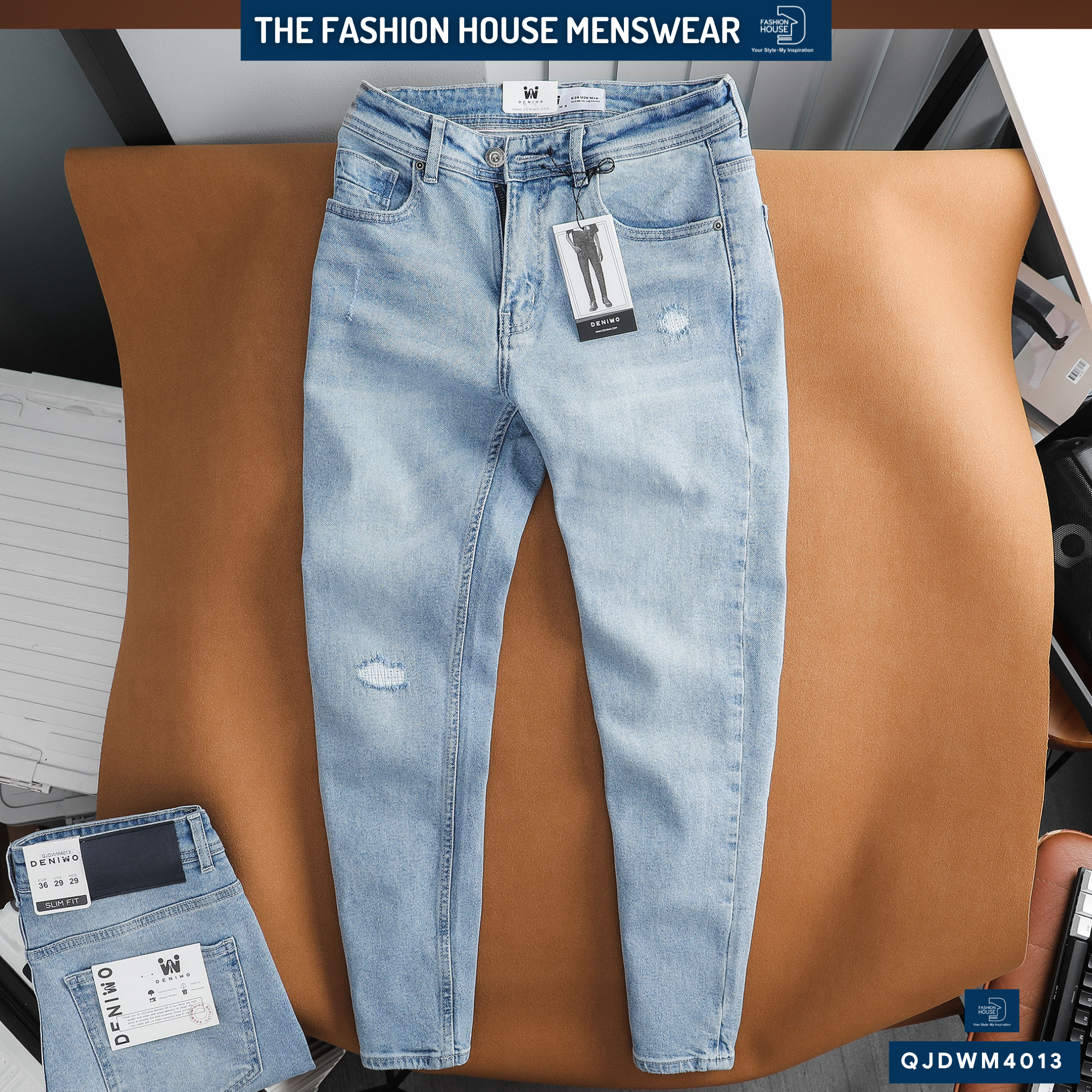 Jean Slim Rách Light QJDWM4013