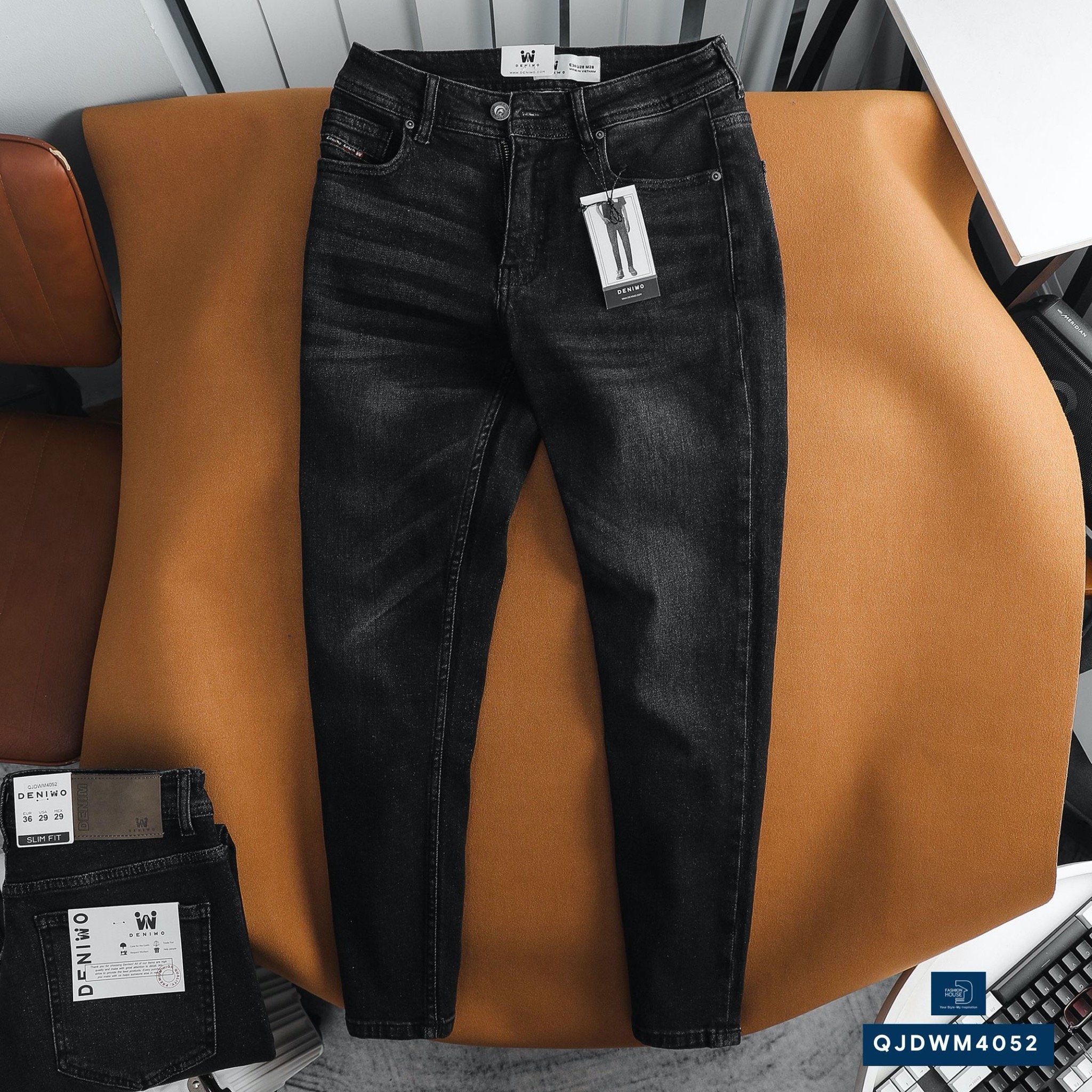 Quần Jean Nam Xám Đậm Slimfit Deniwo QJDWM4052