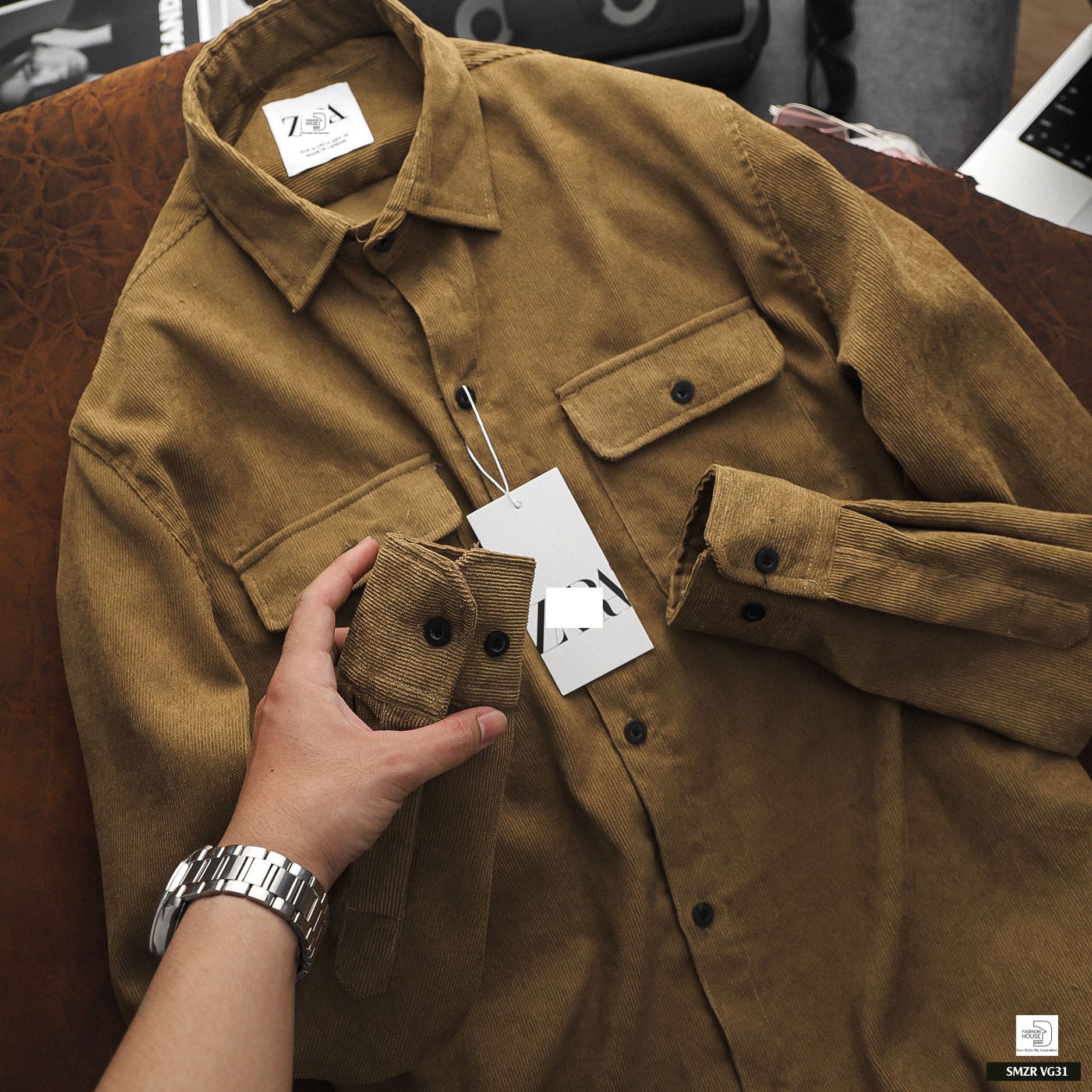Áo sơ mi tay ngắn SNAZZY unisex nam nữ nhung tăm oversize form rộng CORDUROY #23 Áo sơ mi tay ngắn SNAZZY unisex nam nữ nhung tăm oversize form rộng CORDUROY