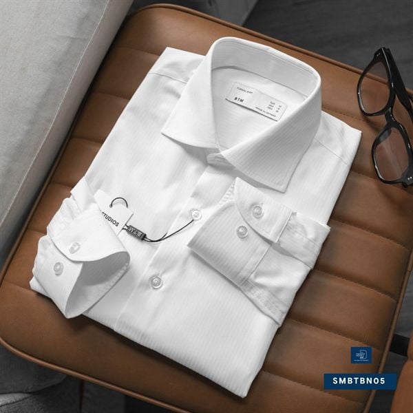 Sơ Mi Dài Tay Trắng Kẻ Chìm SMBTBN05
