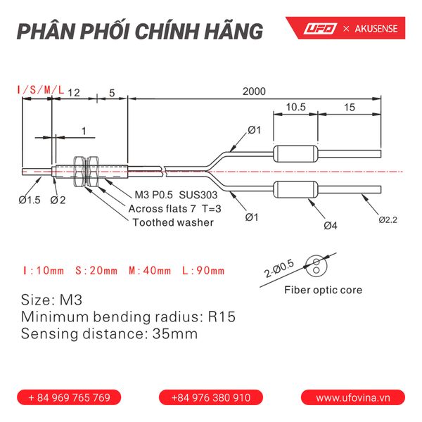  Akusense Universal type fiber optic element PD-32 