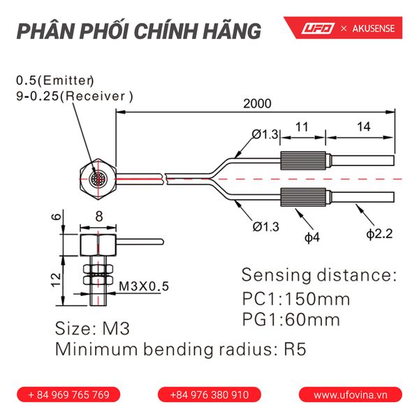  Akusense Universal type fiber optic element PD-C32TZ 