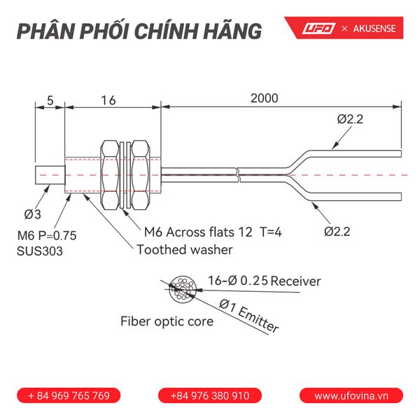  Akusense Universal type fiber optic element PD-C62 