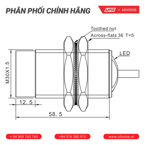  Akusense Standard Distance Sensor TRN30-15NO 