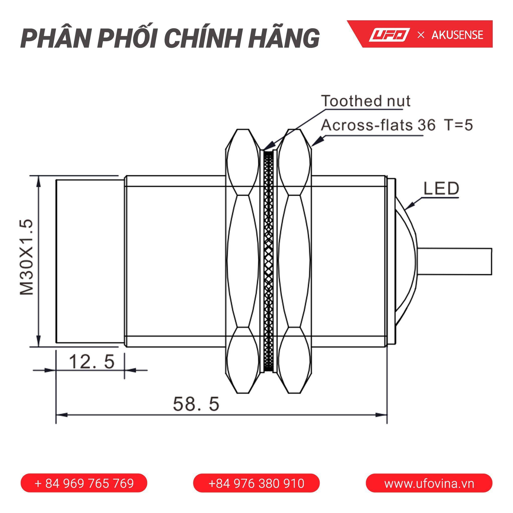  Akusense Standard Distance Sensor TRN30-15NO 