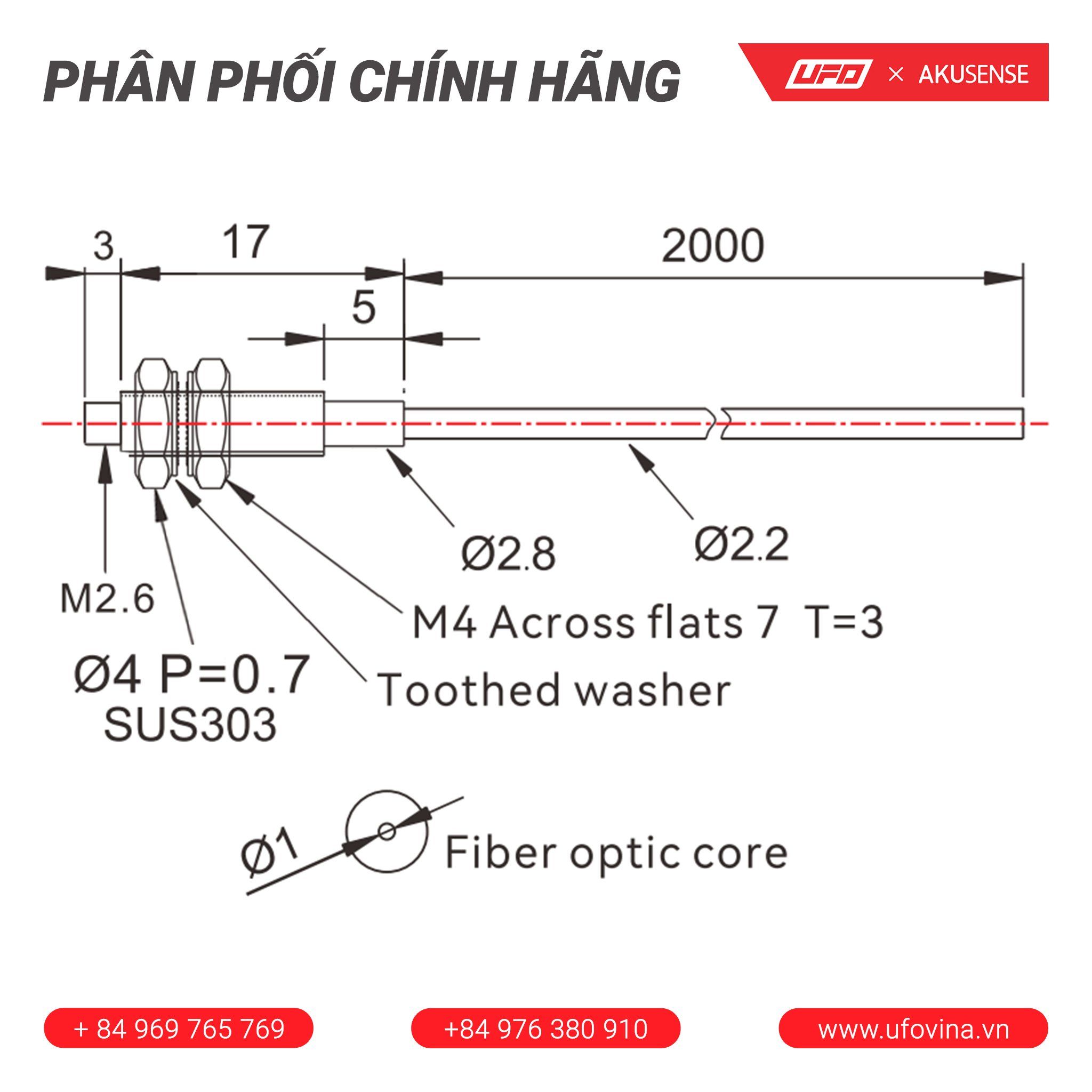  Akusense Universal type fiber optic element PT-42 