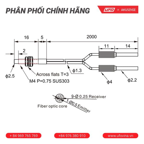  Akusense Universal type fiber optic element PD-C42 