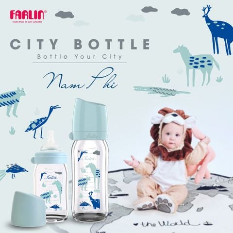  Bình Sữa Thủy Tinh Cổ Rộng City Bottle hiệu FARLIN- Nam Phi - 160ML 