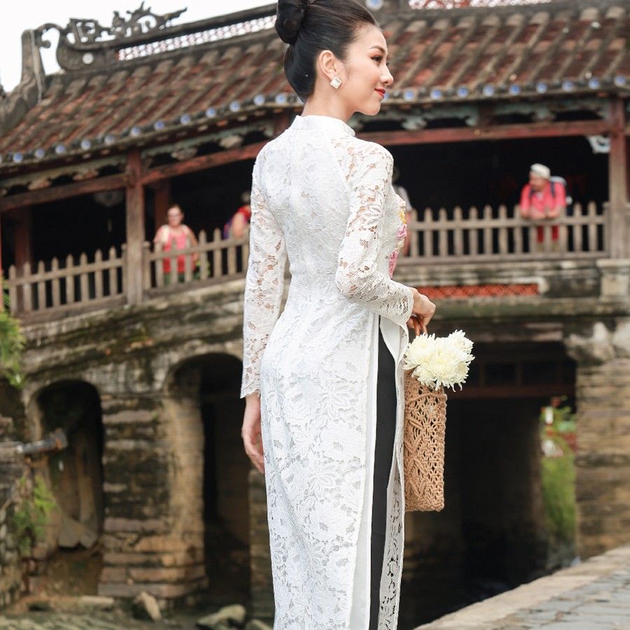 Áo Dài Cách Tân Ren Thêu Hoa F2-Ad-22 – Vstyle.Vn