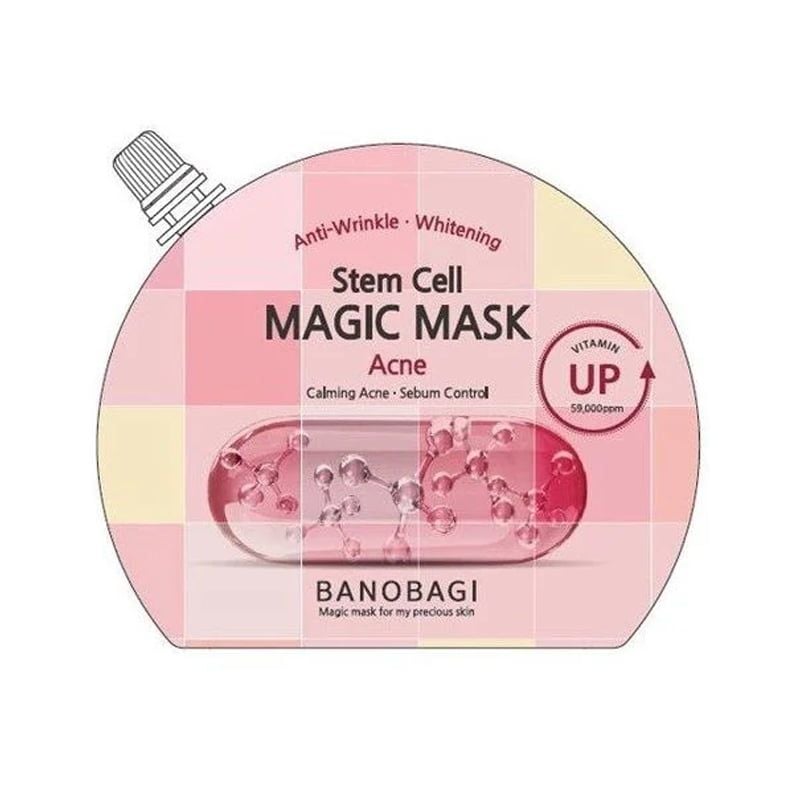 (HSD: 2/2025) Hộp 10 Miếng Mặt Nạ Banobagi Làm Sáng, Chăm Sóc Da Mụn Stem Cell Magic Mask Acne #Calming Acne - Sebum Control 23ml (Hồng)