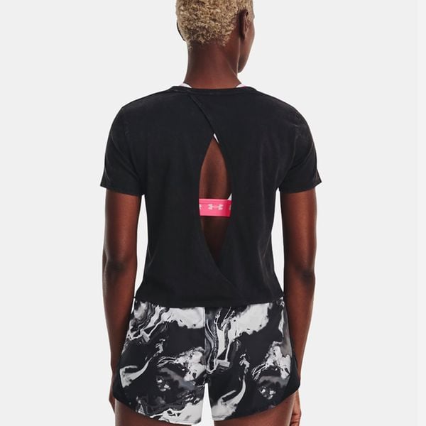 Áo Thun Chạy Bộ Nữ Under Armour UA App Run Anywhere Running T-Shirt W Black/Halo Gray 1373449-001