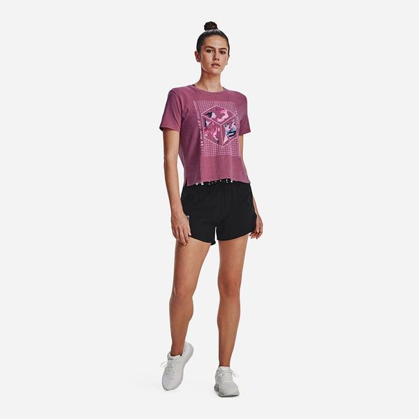 Áo Thun Chạy Bộ Nữ Under Armour UA App Run Anywhere Running T-Shirt W Pace Pink/Black/Reflec 1373449-669