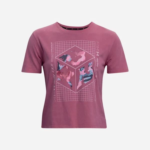 Áo Thun Chạy Bộ Nữ Under Armour UA App Run Anywhere Running T-Shirt W Pace Pink/Black/Reflec 1373449-669