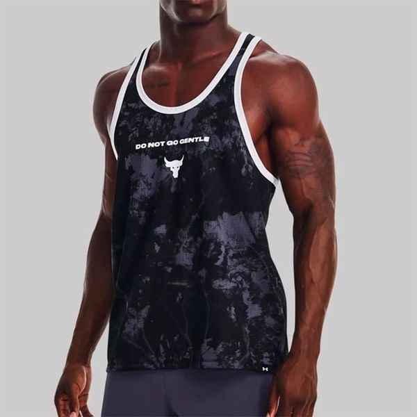 Áo Ba Lỗ Tập luyện Nam Under Armour UA App Project Rock Training Tank M Black/Tempered Steel/Whi 1373575-002