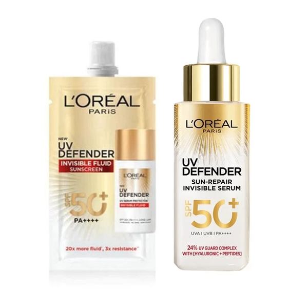 (HSD: 9/2026) Bộ Dưỡng Chống Nắng Bảo Vệ Da Loreal (Kem Chống Nắng L'Oreal Uv Defender 5.5mlx2 + Tinh Chất UV Defender 30ml)