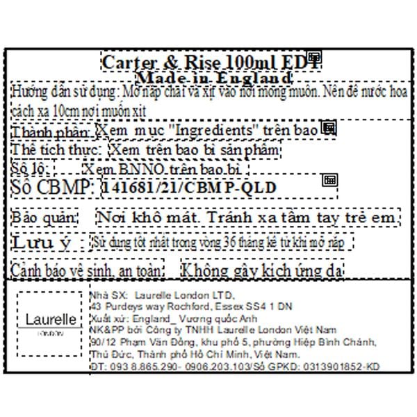  Nước Hoa Nam Laurelle London Carter & Rise 100ml