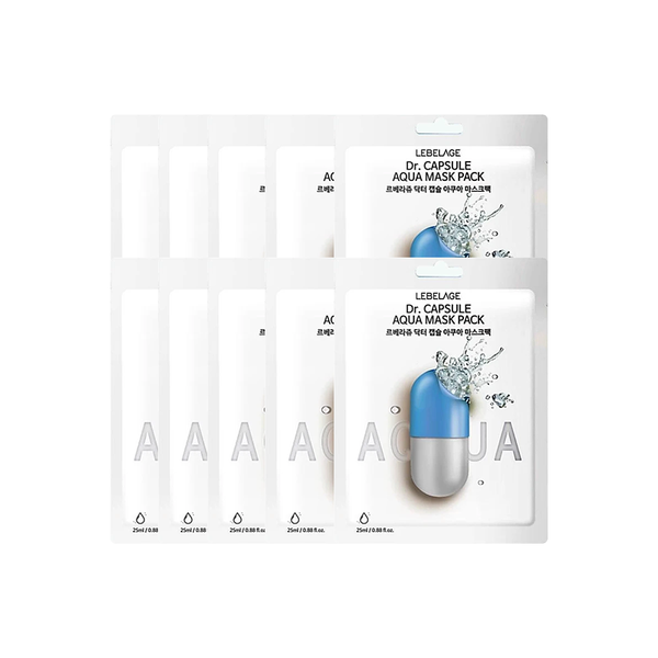 Combo 10 Mặt Nạ Dưỡng Ẩm Lebelage Dr.Capsule Aqua Mask Pack 25mlx10