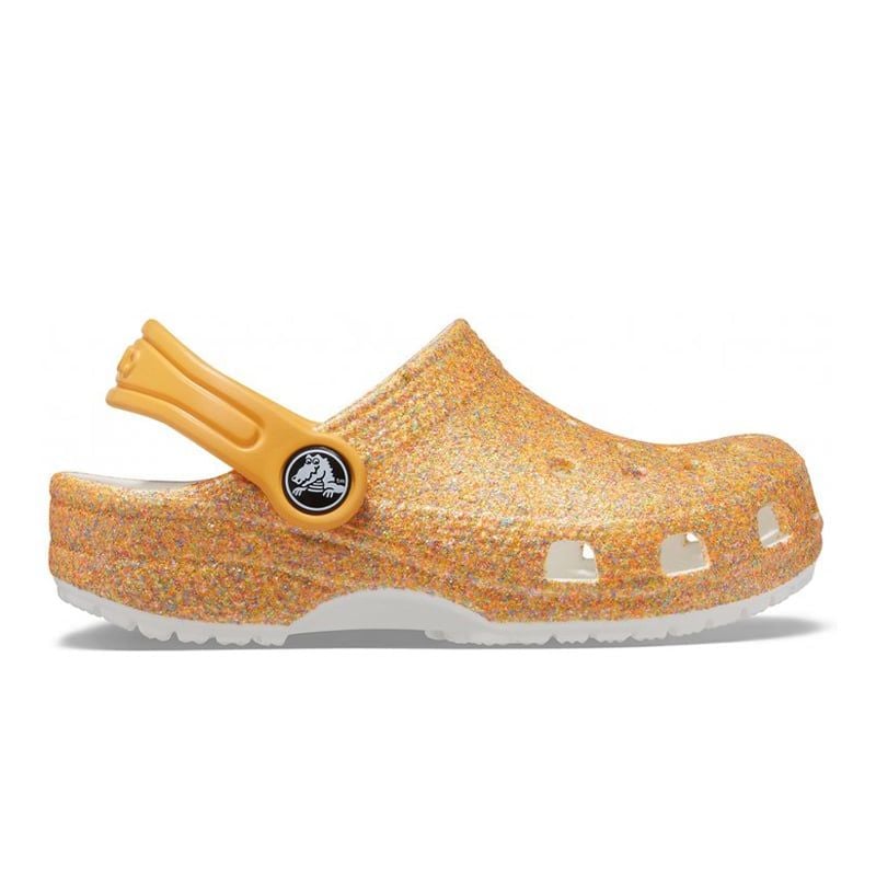 Dép Sục Thời Trang Trẻ em Crocs FW Classic Clog K Glitter Orange Sorbet 205441-9BE