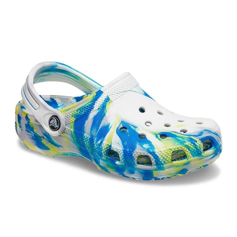 Dép Sục Thời Trang Trẻ em Crocs FW Classic Clog Kid Marbled White/Bright Cobalt 207464-1E8