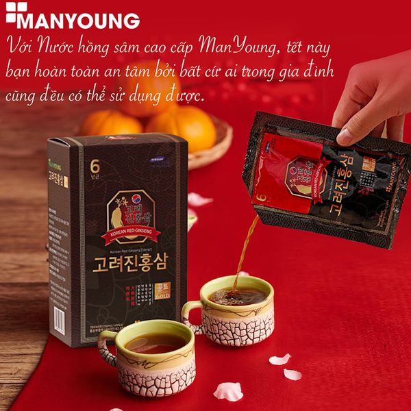 Nước Hồng Sâm 6 Năm Tuổi ManYoung Giúp Tăng Cường Sinh Lực, Phục Hồi Sức Khoẻ Hiệu Quả - 30 gói