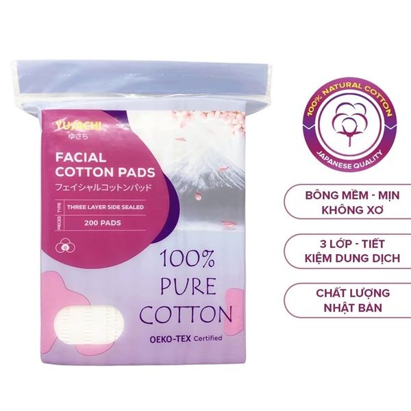 Bông Tẩy Trang Yusachi Suzuran Cao Cấp Nhật Bản 100% Cotton 150 Miếng