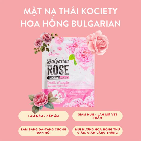 (HSD: 1/2026) Combo 10 Mặt Nạ Dưỡng Ẩm Hoa Hồng Bulgarian Kociety 27gx10