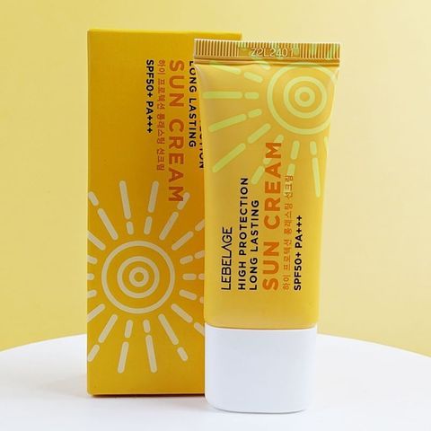 Kem Chống Nắng Chống Thấm Nước Lebelage SPF50+ Pa+++ High Protection Long Lasting Sun Cream 30ml (màu vàng) Tặng Combo 5 Gói Khăn Giấy Ướt Neutrovis - (Gói 10tờ)