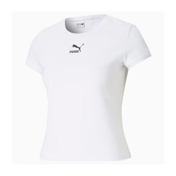 Áo Thun Thời Trang Nữ Puma Classics Fitted Tee White 599577_02
