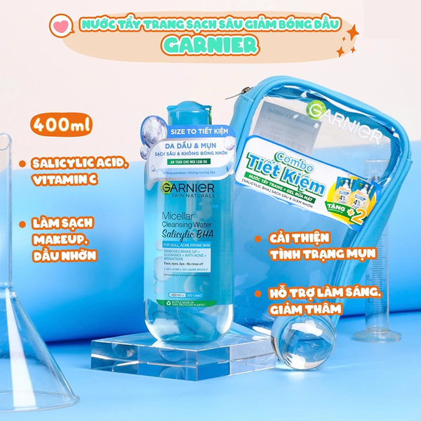 (HSD: 7/2026) Bộ Sản Phẩm Làm Sạch Và Ngăn Ngừa Mụn Garnier BCAA Set 4 Sản phẩm