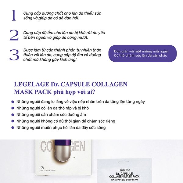 Hộp 10 Miếng Mặt Nạ Tăng Độ Đàn Hồi, Ngừa Lão Hóa Lebelage Dr.Capsule Collagen Mask Pack 25mlx10